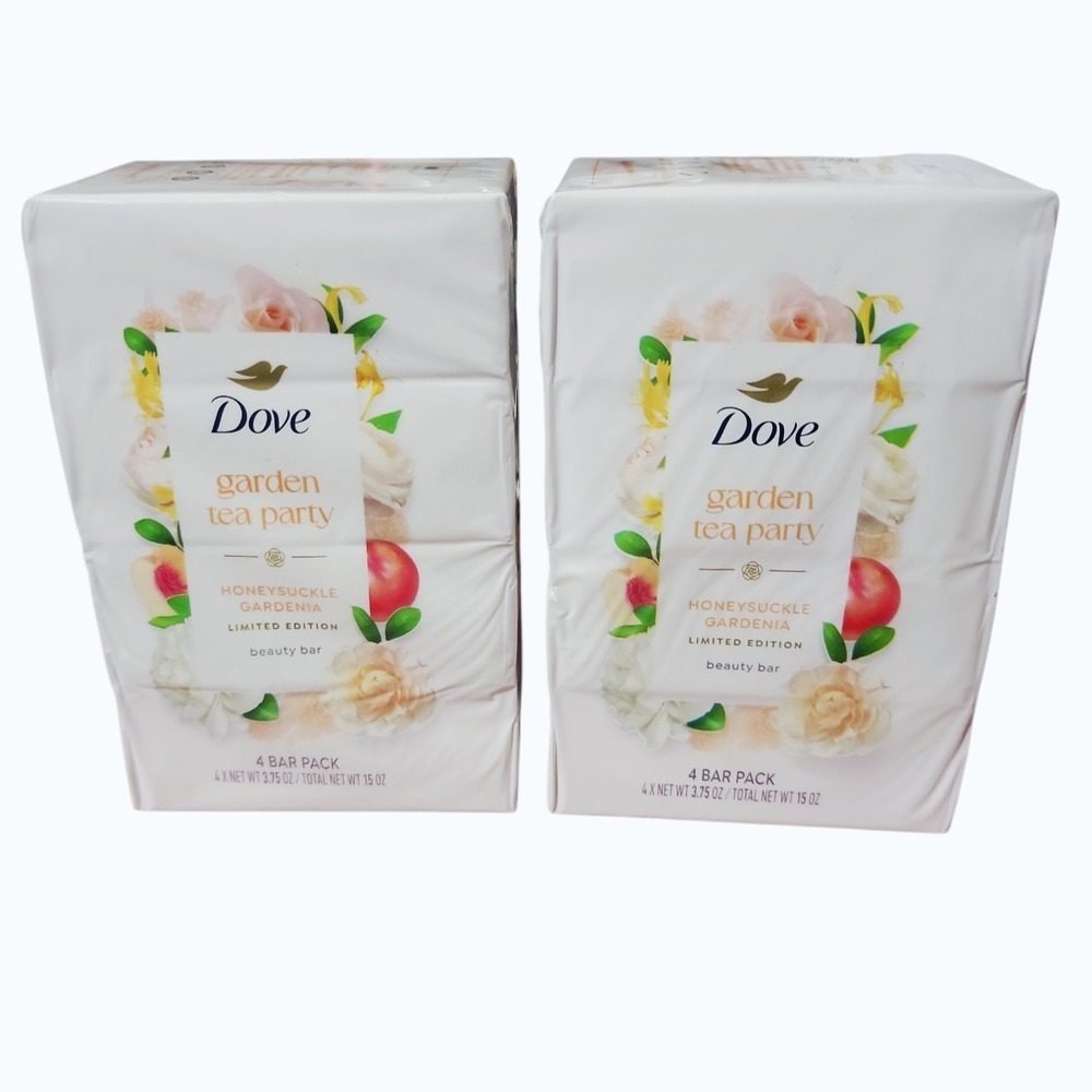 Dove Garden Tea Party Beauty‎ Bar (2) 4 Pack Honeysuckle Gardenia Scent